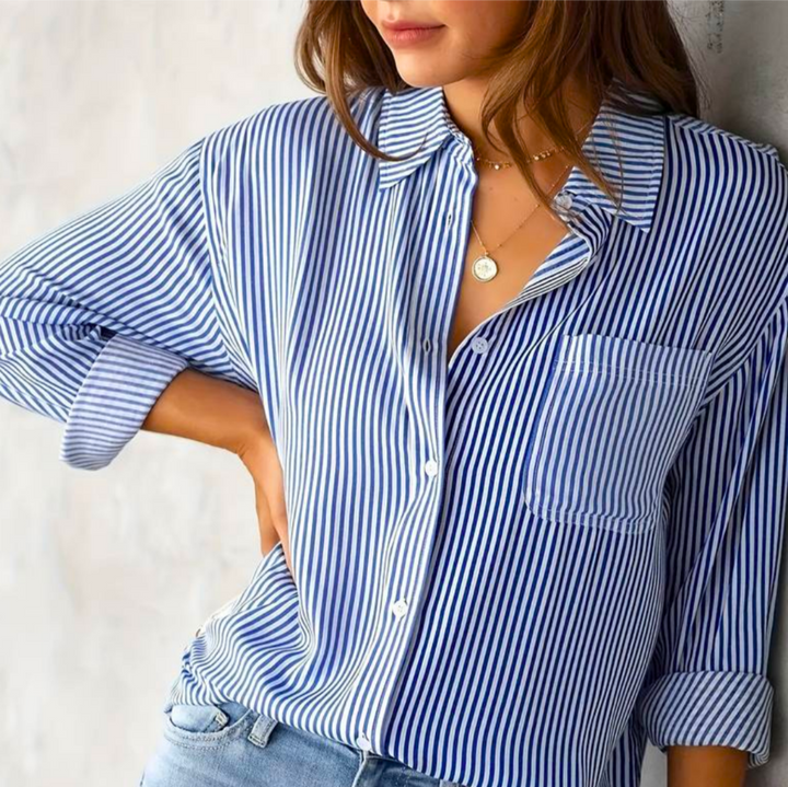 Levoire | Légantes Blouses Chemises FR Femmes Manches Longues Bleu