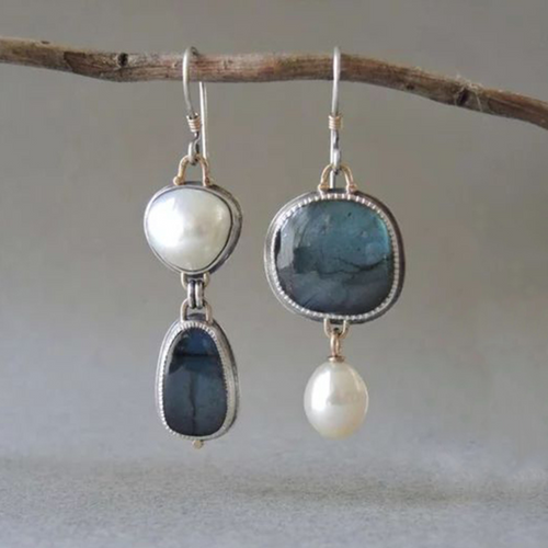 Levoire | Collection De Vin Boucles D'Oreilles En Pierre Naturelle Bleue Argent