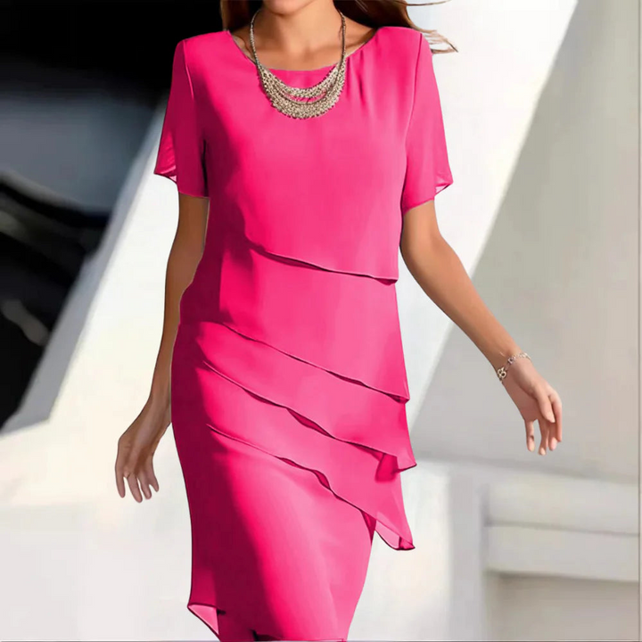 Levoire | Robe Midi Chiffon de Luxe pour Femmes Design Élégant Rosa