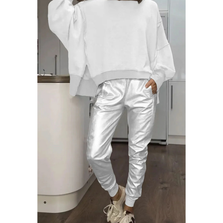 Levoire | Lssiges Rond Cou Set Femmes Pantalon Cuir Blanc