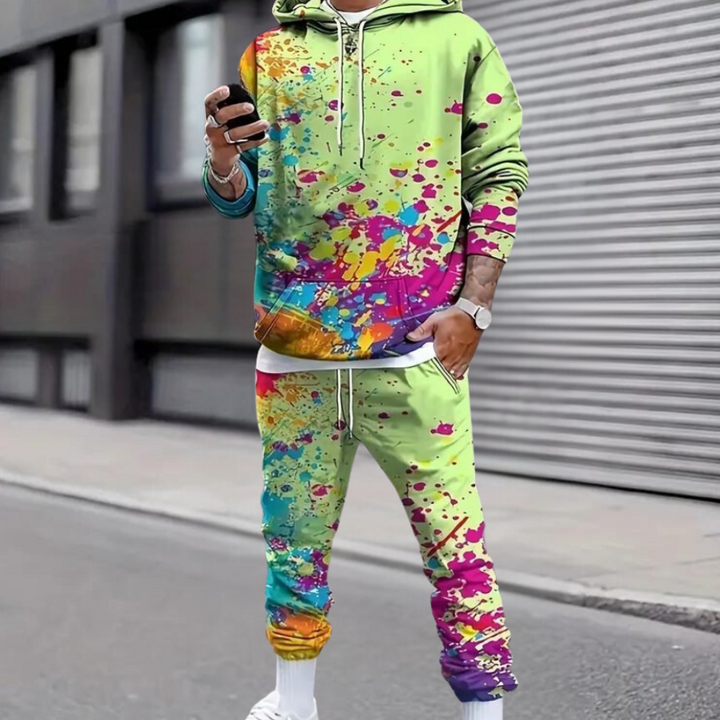 Levoire | Ensemble de survêtement pour hommes avec impression saisissante, sweat à capuche et pantalon de survêtement pour hommes Vert
