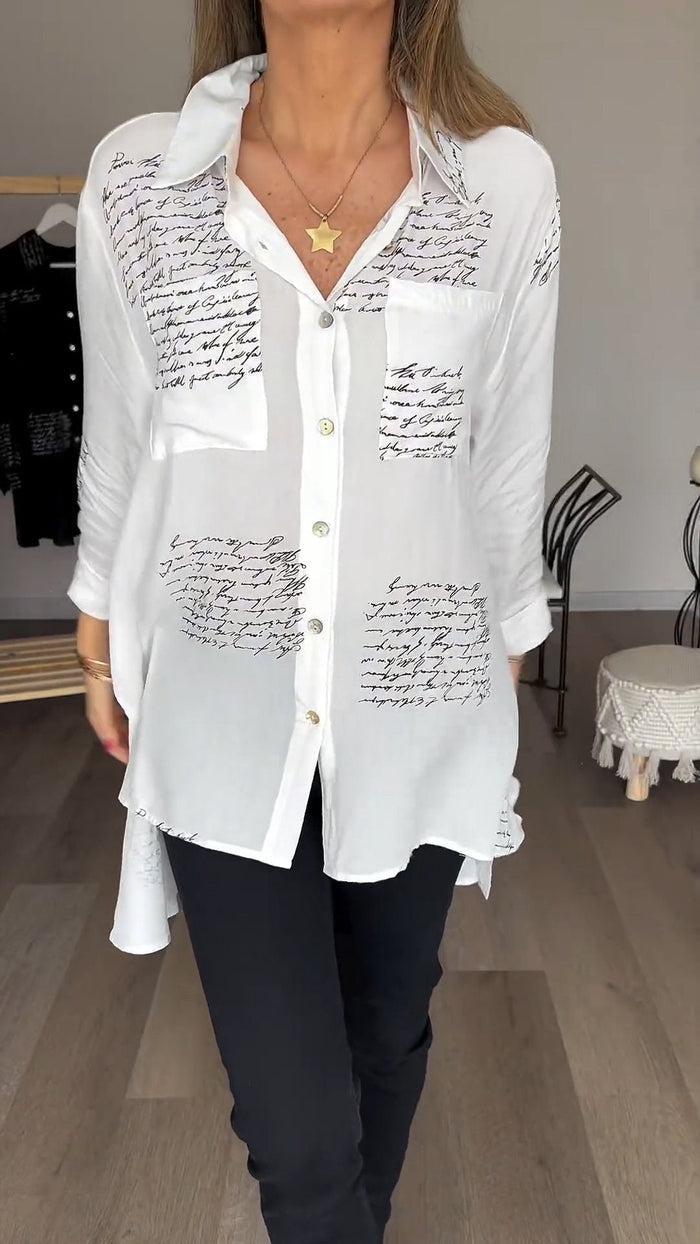 Levoire | Mode Chemise Réversible Avec Imprimé De Lettres Blanc