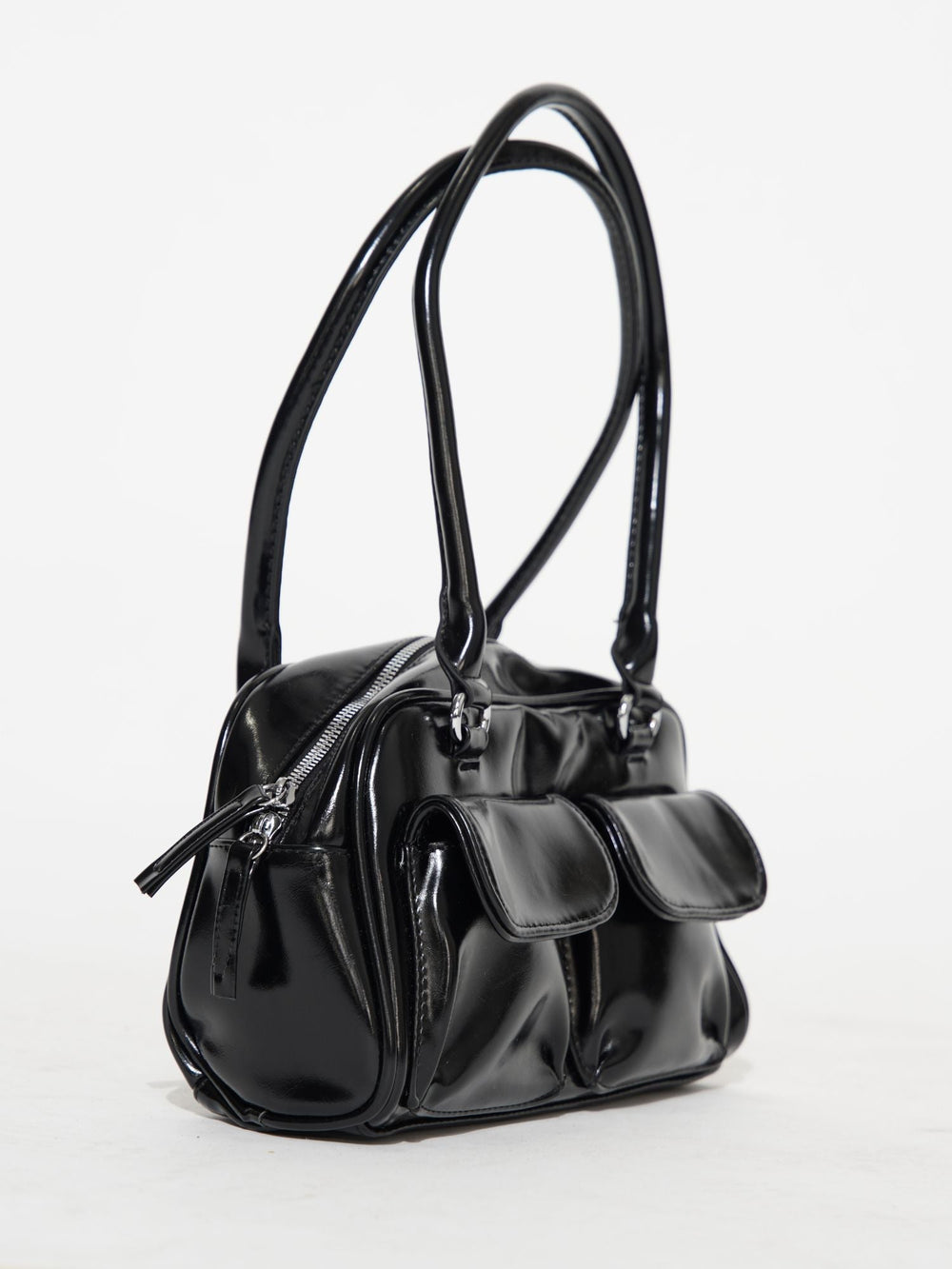 Levoire | Sac À Main En Cuir Brillant Avec Compartiments Latéraux