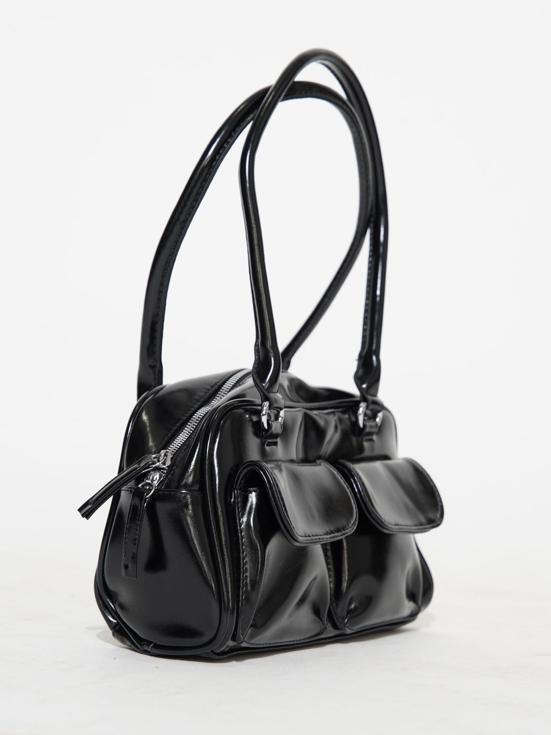 Levoire | Sac À Main En Cuir Brillant Avec Compartiments Latéraux