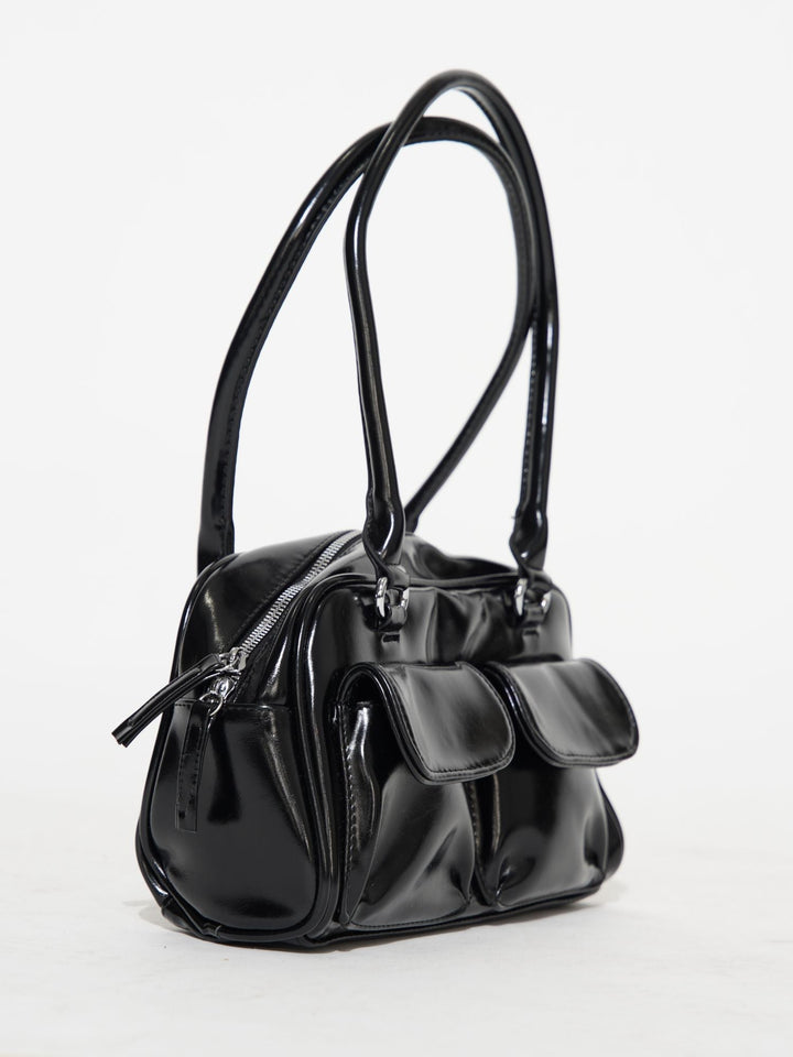 Levoire | Sac À Main En Cuir Brillant Avec Compartiments Latéraux