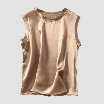 Levoire | Top Sans Manches En Satin De Soie Khaki