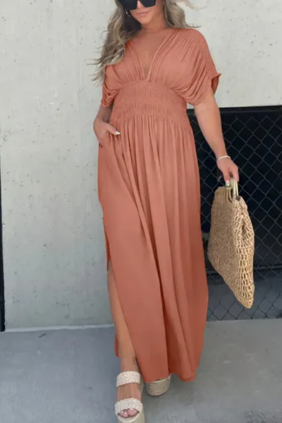 Levoire | Fente En V Maxi Robe Caramel