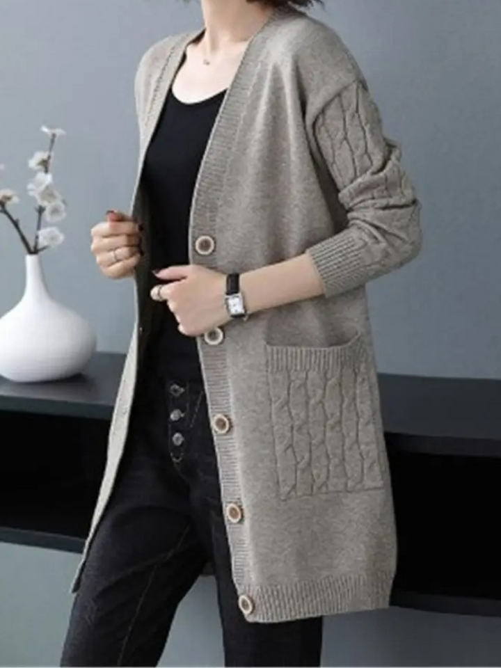 Levoire | Pull-over Femme à Boutons et Coupe Longue Gris clair