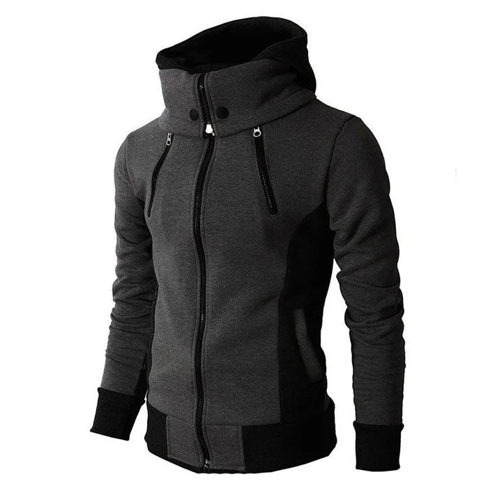 Levoire | Veste de sport en polaire slim fit avec zip et capuche pour hommes Gris foncé