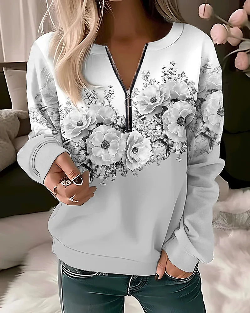Levoire | Femme pull à motif floral Gris