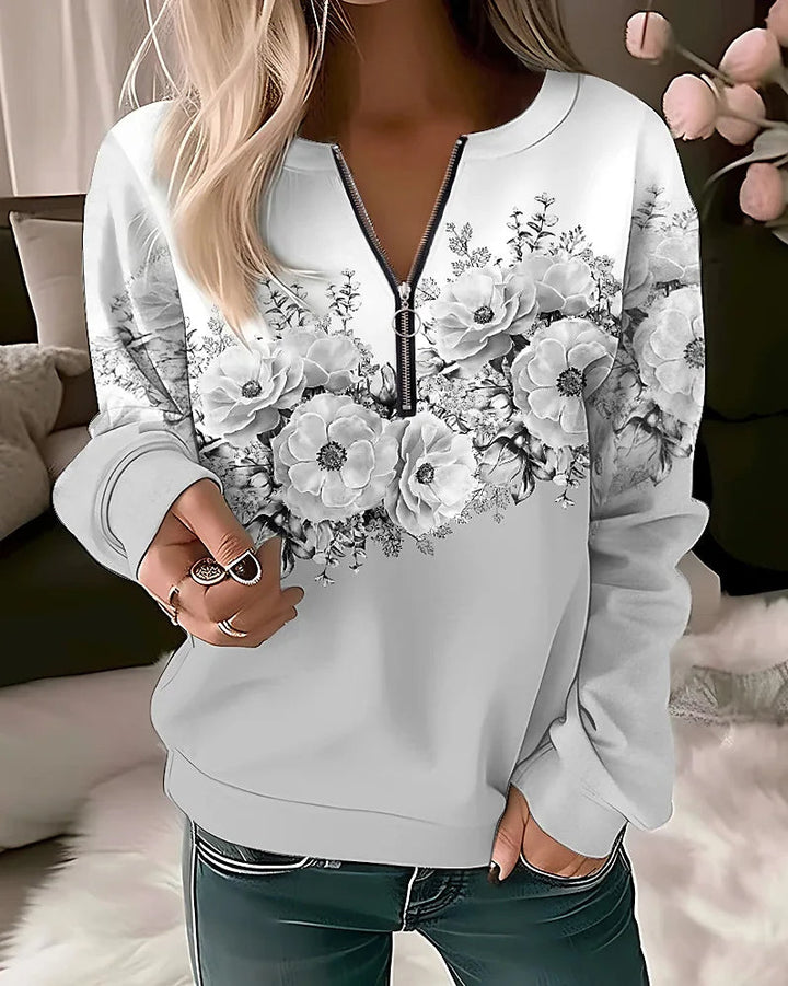Levoire | Femme pull à motif floral Gris