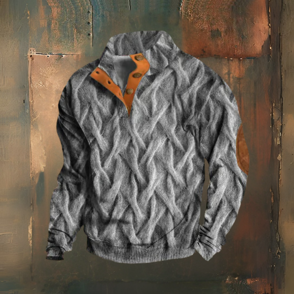 Levoire | Rétro Décontracté Géométrique Pull Tricoté Gris