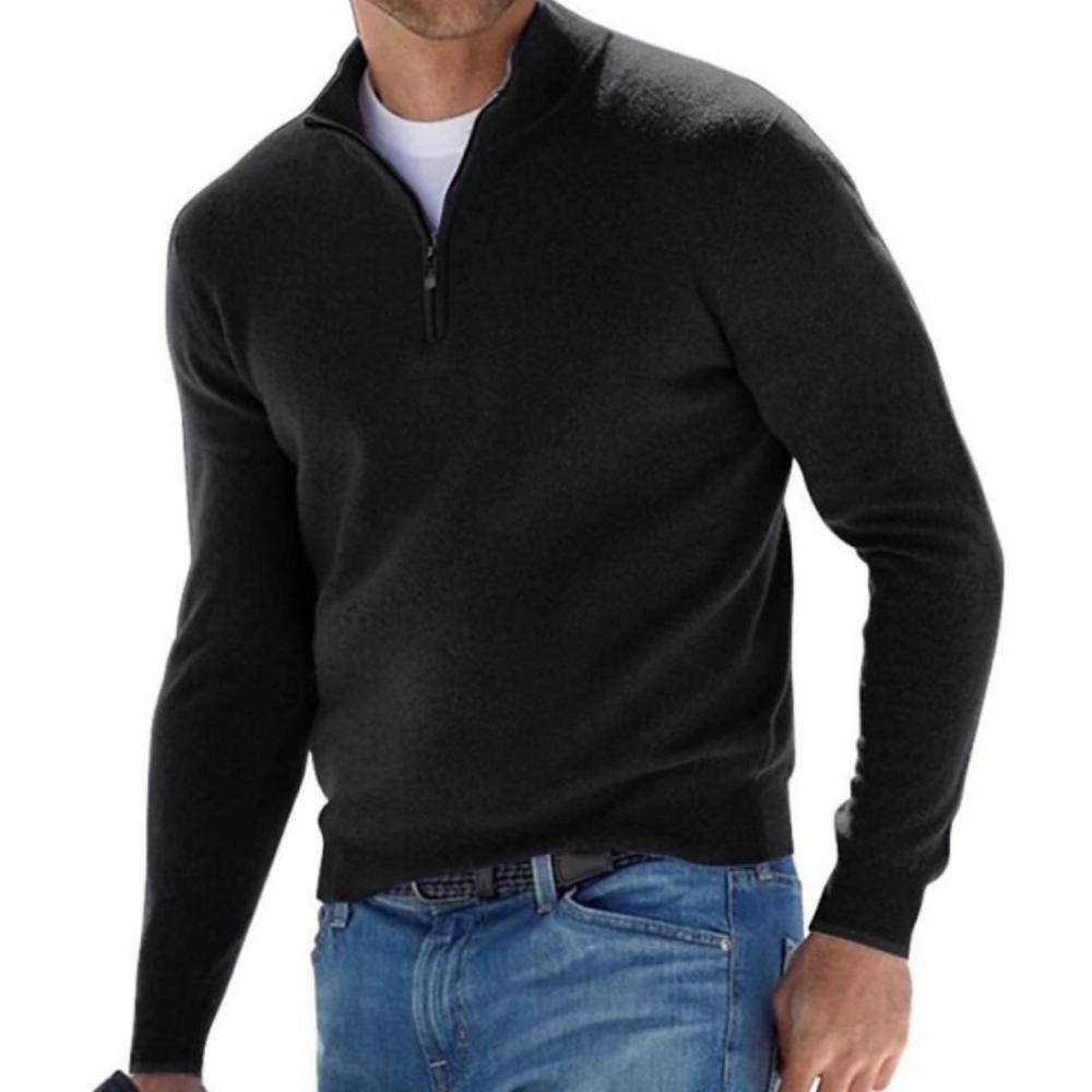 Levoire | Pull homme chaud avec fermeture éclair Noir