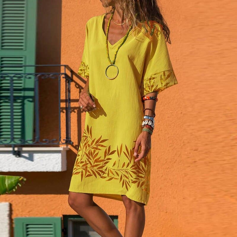 Levoire | Robe D'été Unie Pour Femme - Mini Jaune
