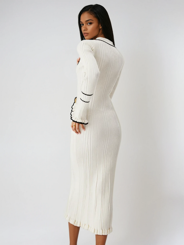 Levoire | Robe Midi Plissée À Imprimé Contrasté Élégante