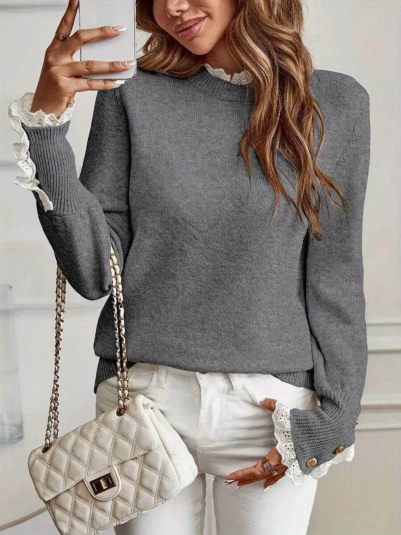 Levoire | Pull Femme Avec Encolure Ronde Et Joli Design De Manches Et Col