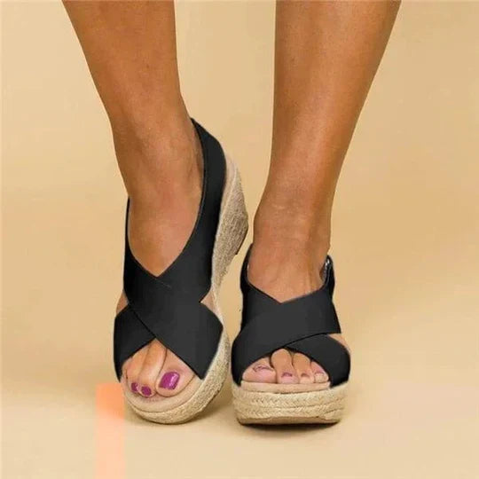 Levoire | Chic Élégante Espadrille-Sandales Noir