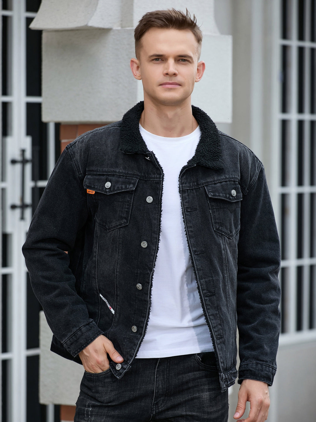 Levoire | Veste En Jean Décontractée Pour Homme Noir