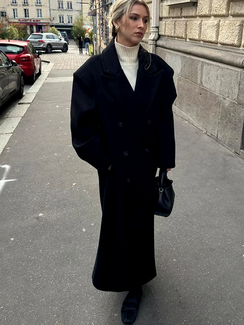 Levoire | Manteau Oversize Plus Long Pour Femmes Noir