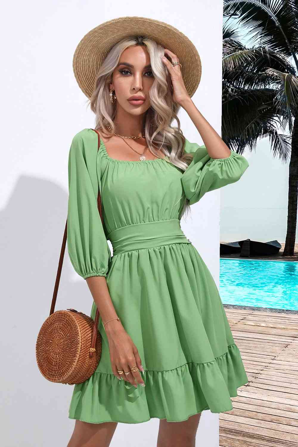 Levoire | Robe à encolure carrée Vert