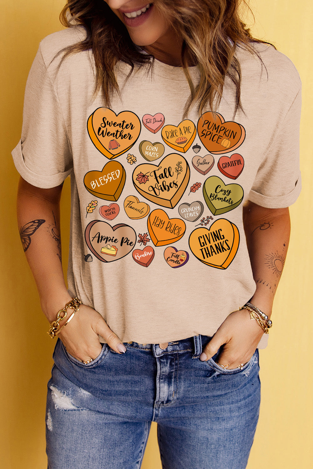 Levoire | Cœur Graphique Col Rond Manches Courtes T-shirt Støvdrev