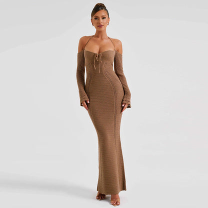 Levoire | Robe bodycon sexy en tricot Khaki