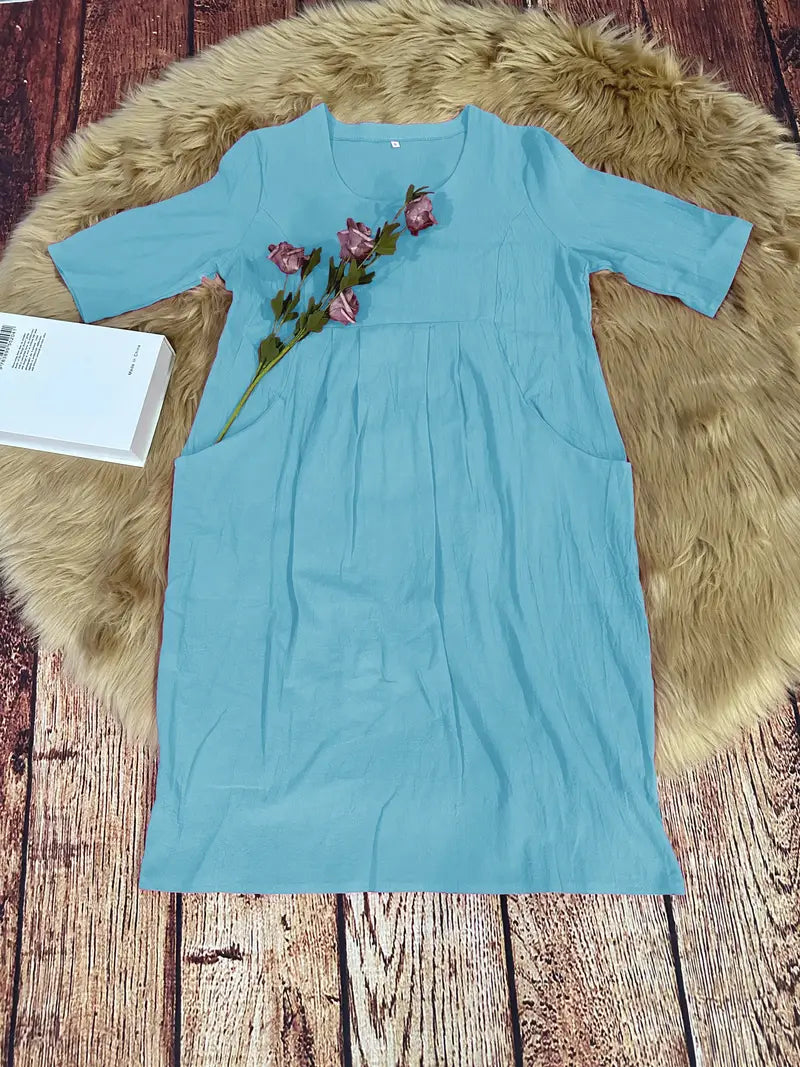 Levoire | Robe De Loisirs Unie Avec Poches Et Manches Mi-Longues