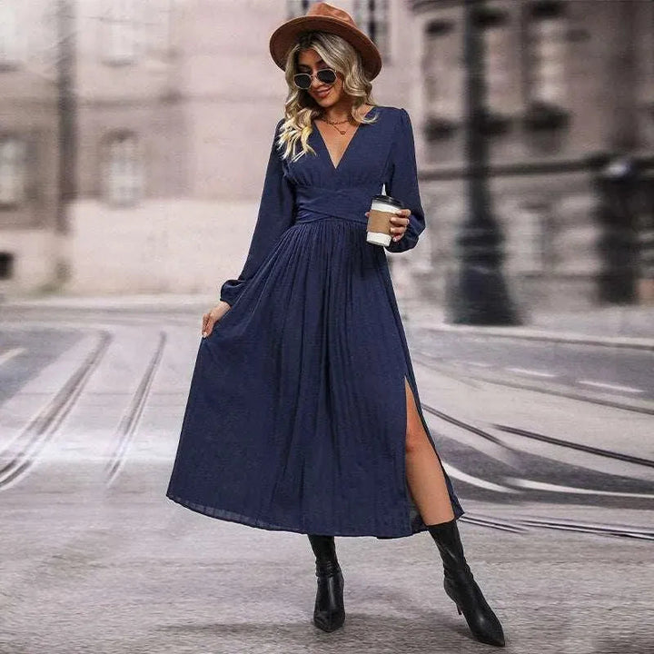 Levoire | Robe longue à manches longues unicolore pour femme longue