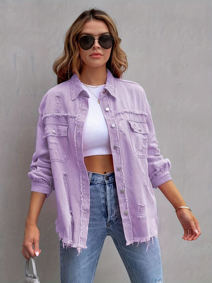 Levoire | Femme Oversize Veste | Déchirée Violet clair