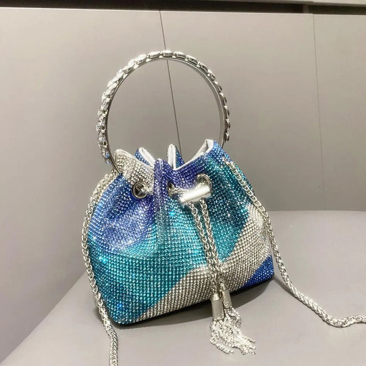 Levoire | Sac pour femmes avec des diamants brillants Coordination de couleur bleue Niveau intermédiaire