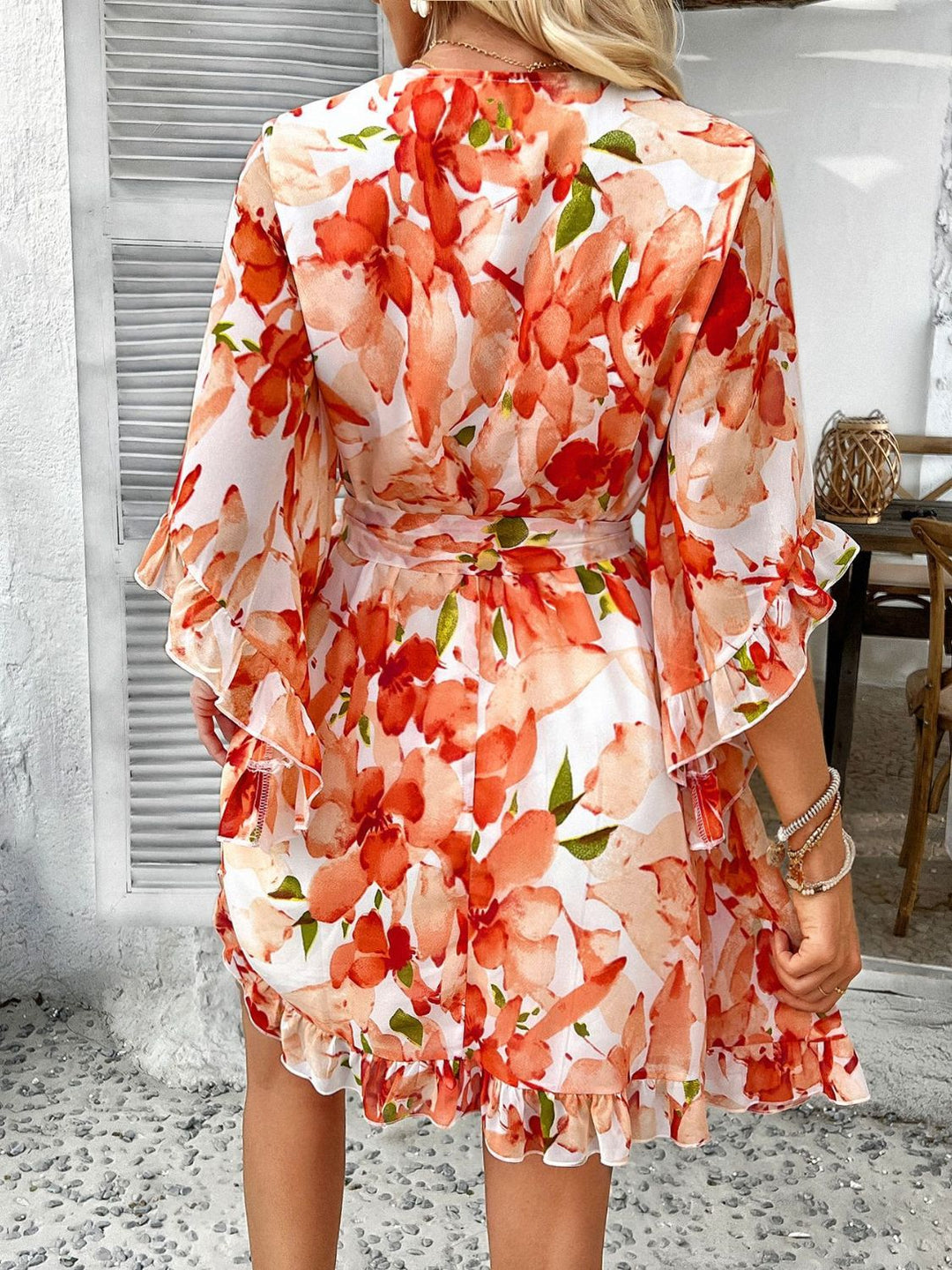Levoire | Robe Mini Imprimée À Enveloppé Femme Manches 3/4