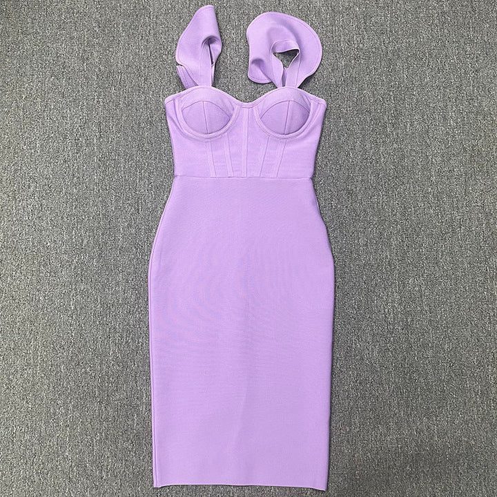 Levoire | Robe élégante unie ajustée aux hanches Violet