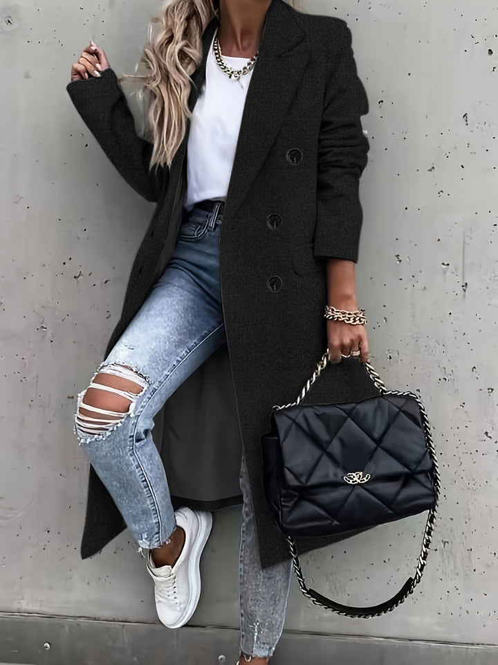Levoire | Manteau Trench Élégant Avec Col Pour Femmes Noir