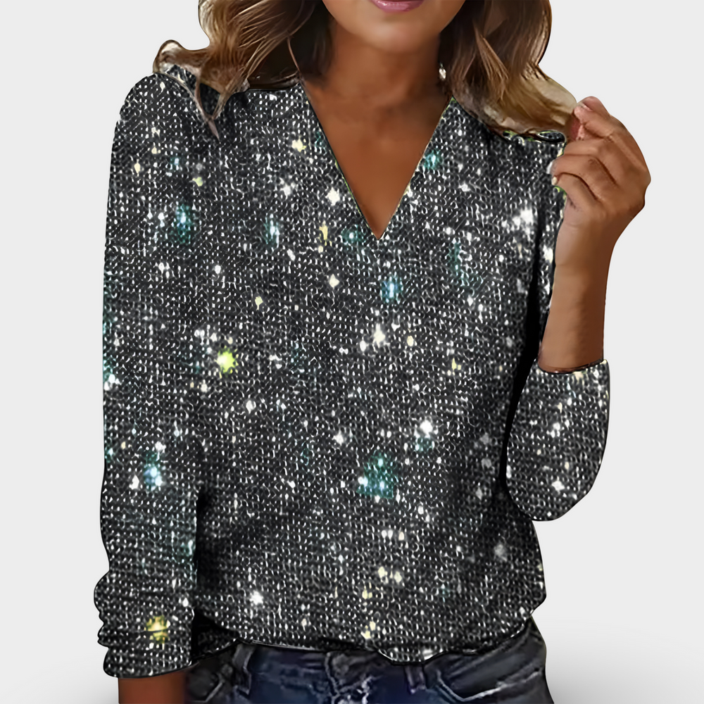 Levoire | Blouse Scintillante Avec Décolleté En V Noir