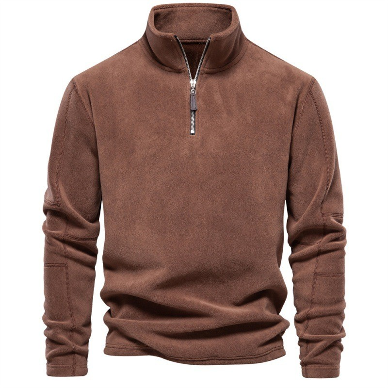 Levoire | Pull Fleece Avec Col Zippé Braun