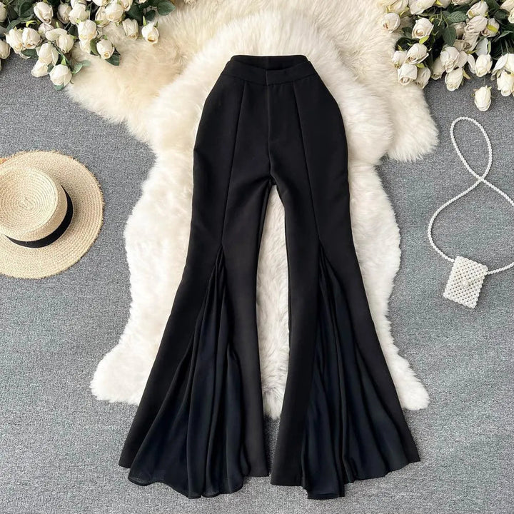 Levoire | Pantalons larges pour femmes avec couture en filet irrégulière Noir