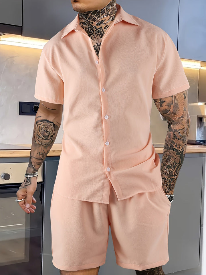 Levoire | Ensemble 2 Pièces Non Combinable Avec Une Chemise Réversible Et Un Short Couleur rose pâle