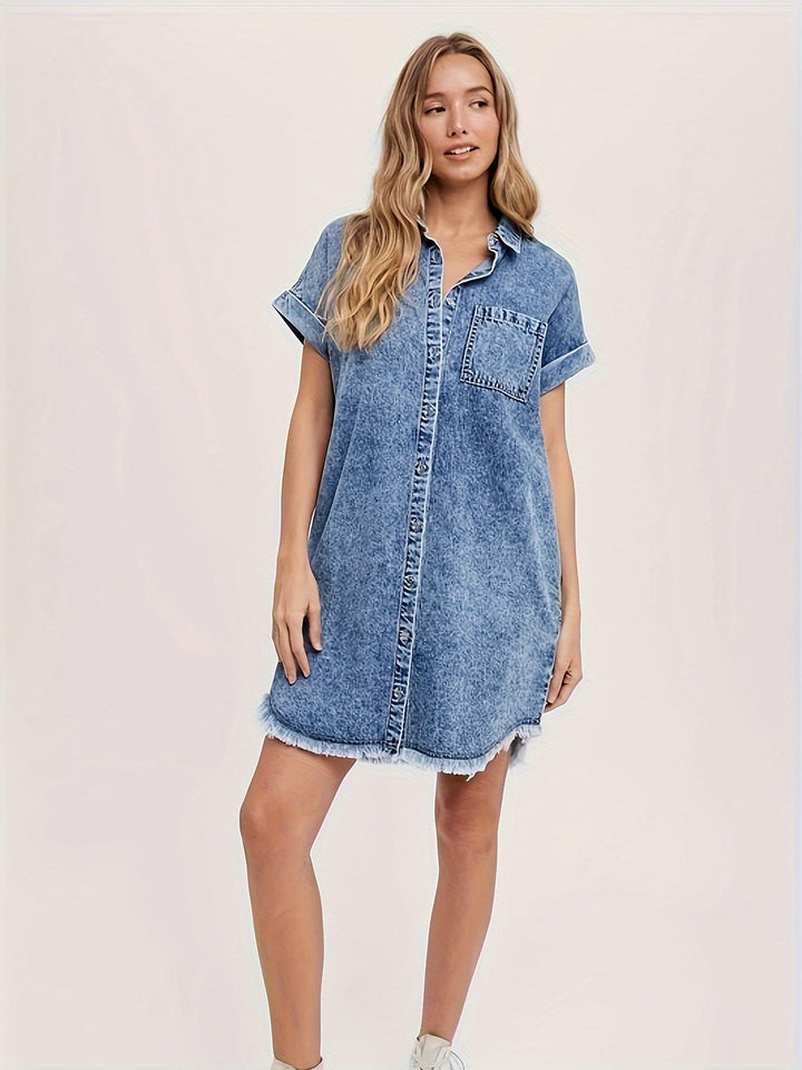 Levoire | Rennot Denim Robe À Paillettes À Manches Courtes Farkkusininen