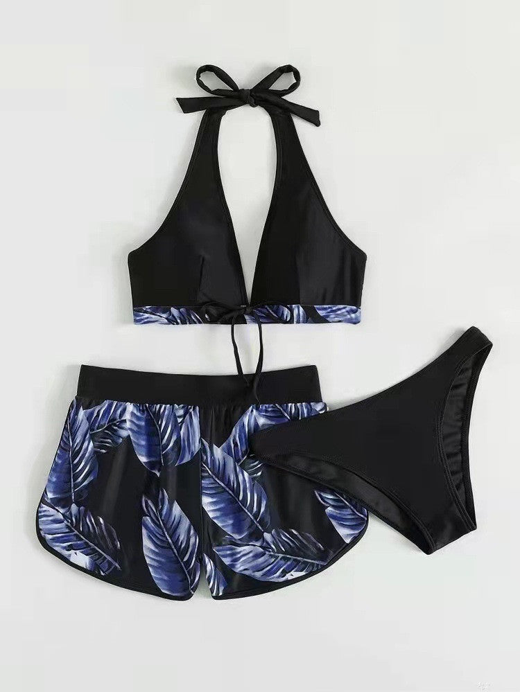 Levoire | Ensemble Bikini Bottom Et Shorts Pour Femmes Violet foncé