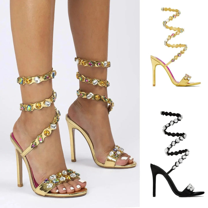 Levoire | Sandales avec un talon de 11 cm, bout rond, petite surface en satin