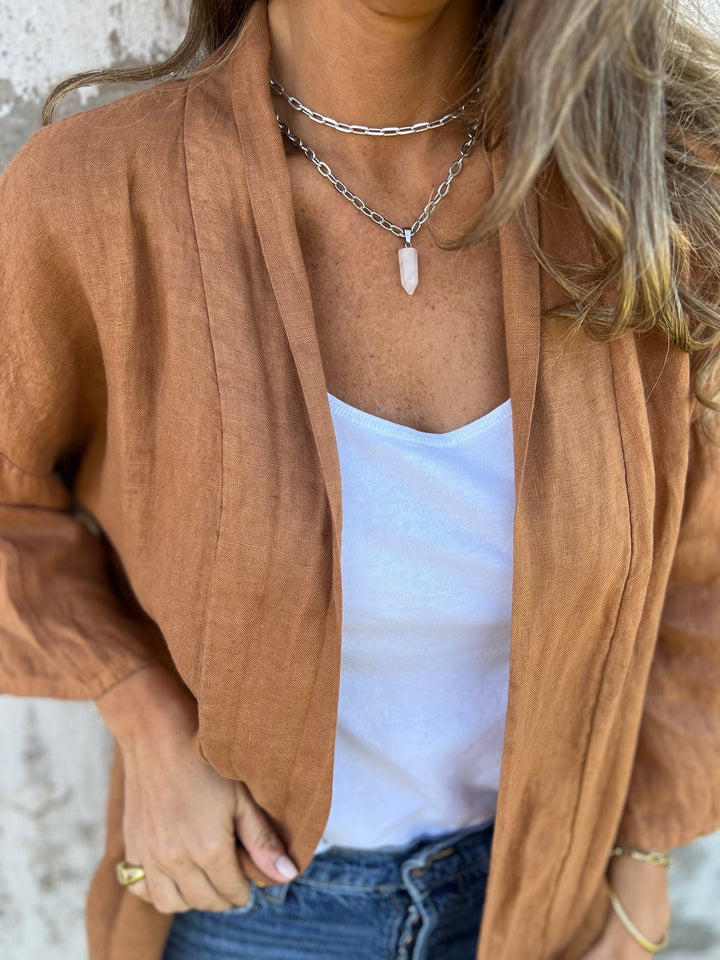 Levoire | Gilet En Lin Avec Volants Et Manches 3/4