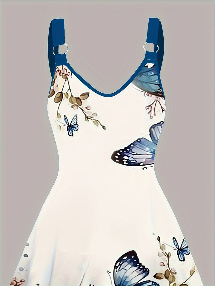 Levoire | Robe À Décolleté En V Imprimé Papillon Avec Des Cerceaux Pour Femmes