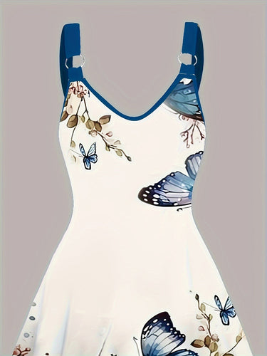 Levoire | Robe À Décolleté En V Imprimé Papillon Avec Des Cerceaux Pour Femmes