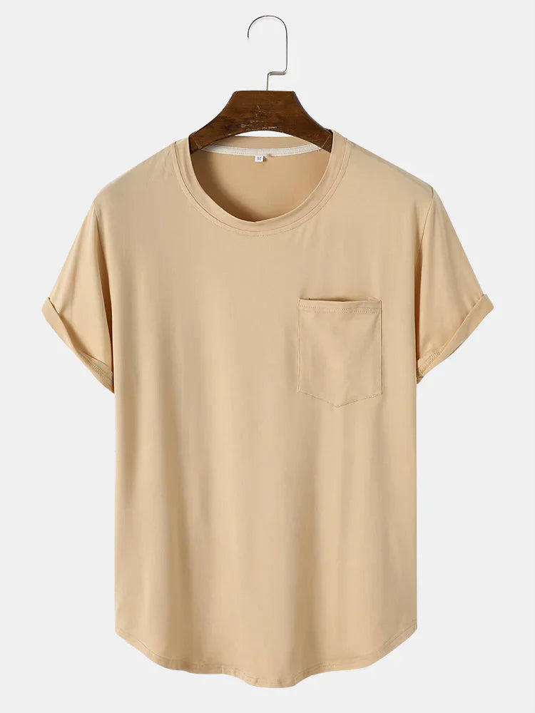 Levoire | T-Shirts Basiques Unis Avec Poche Beige