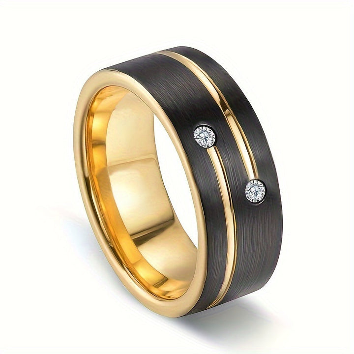 Levoire | Large Black And Gold Stainless Steel Ring Inspired By The Vintage Unisex Statement Piece