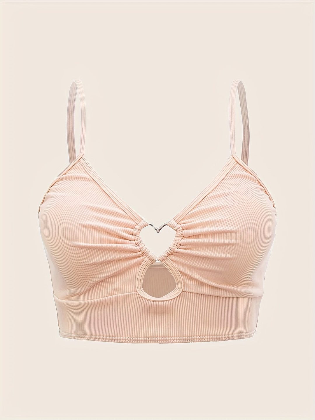 Levoire | Crop Top Rippé Avec Décolleté En Cœur Pour Femmes Beige clair