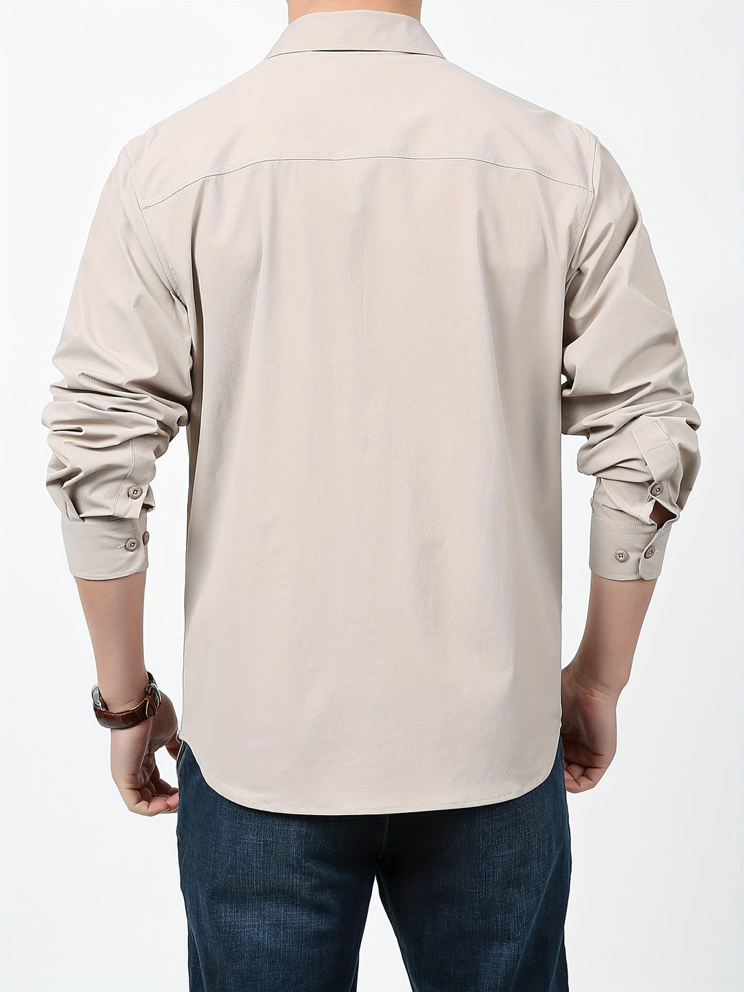 Levoire | Pour Hommes Chemise Cargo À Manches Longues Décontractée Unie