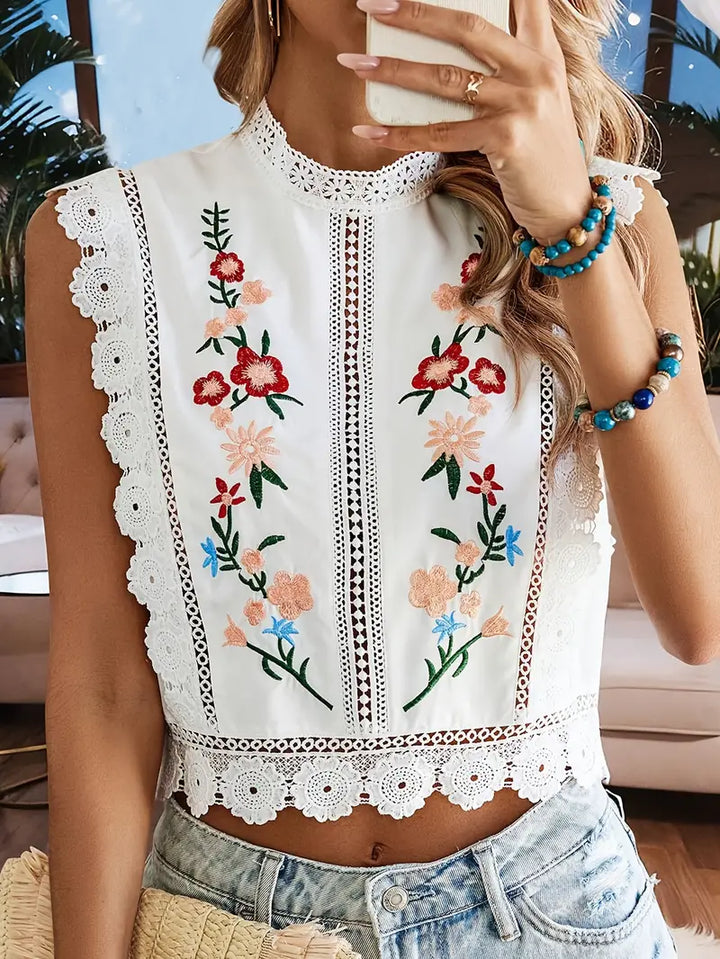 Levoire | Blouse Brodée Avec Dentelle Pour Femmes 2XL