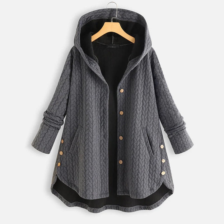 Levoire | chaude unie avec capuche et boutons Gris