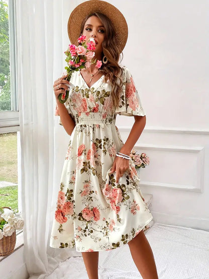Levoire | Robe Avec Décolleté En V Et Motif Floral Pour L'Été